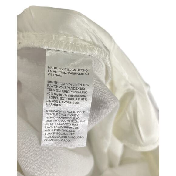 Chico’s Wide Leg Pants White Linen 2R 12 Career Quiet Luxury Bridal Office - Picture 11 of 12